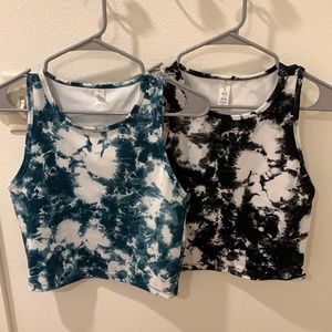 Balance Collection tank tops. Teal and black tie dye